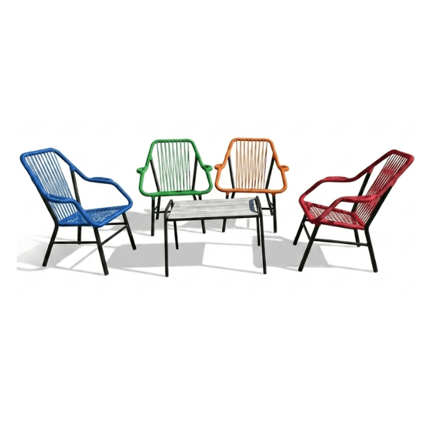 Juego de Sillón Cable 4 Sillas Mini Reposera